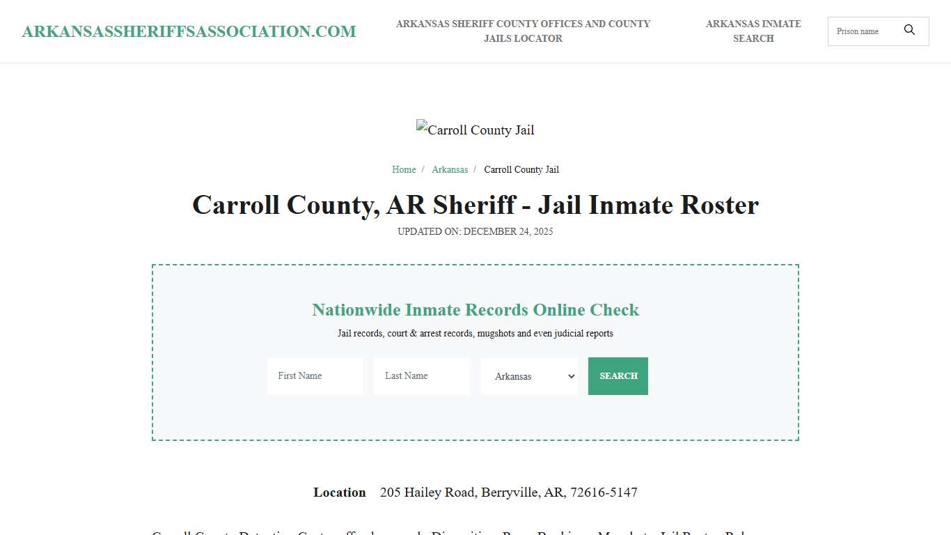 Carroll County, AR Sheriff - Jail Inmate Roster